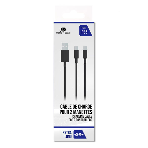 Cable de recharge PS5 de 3m type C (Embout secteur non inclus)