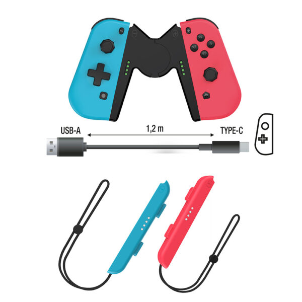 Manettes duo pro pack type Joy-Con - USB type-C - Bleu / Rouge - Détails