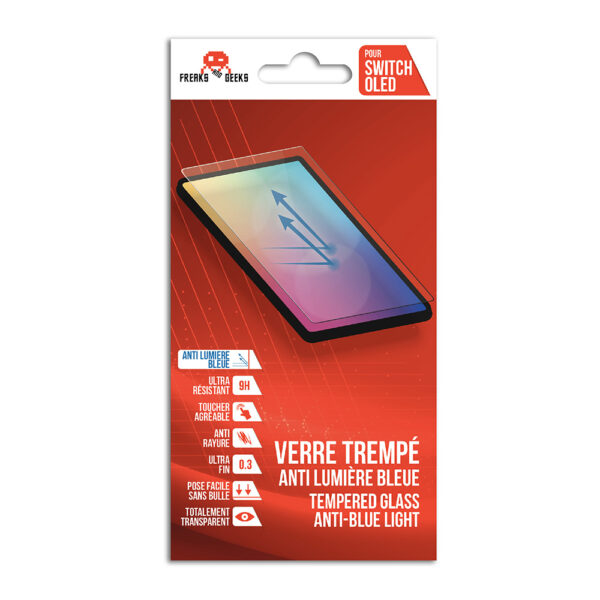 Verre trempe Switch OLED - Anti lumiere bleue