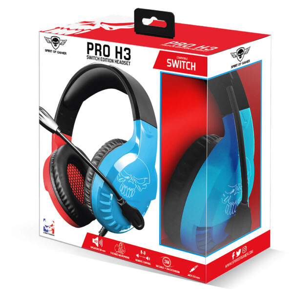 Casque pro H3 avec micro PS4 / Xbox One / Switch / Bleu et rouge - Boite