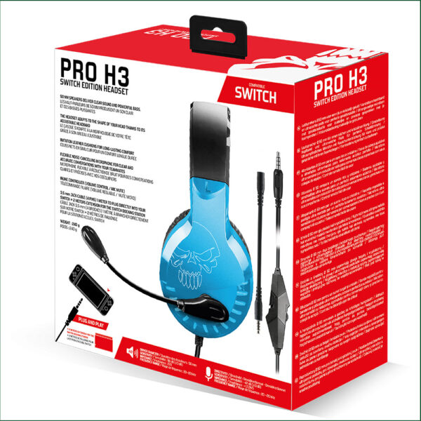 Casque pro H3 avec micro PS4 / Xbox One / Switch / Bleu et rouge - Dos boite