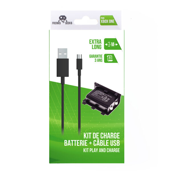 Batterie et cable de recharge - Xbox One (Embout secteur non inclus) - Boite