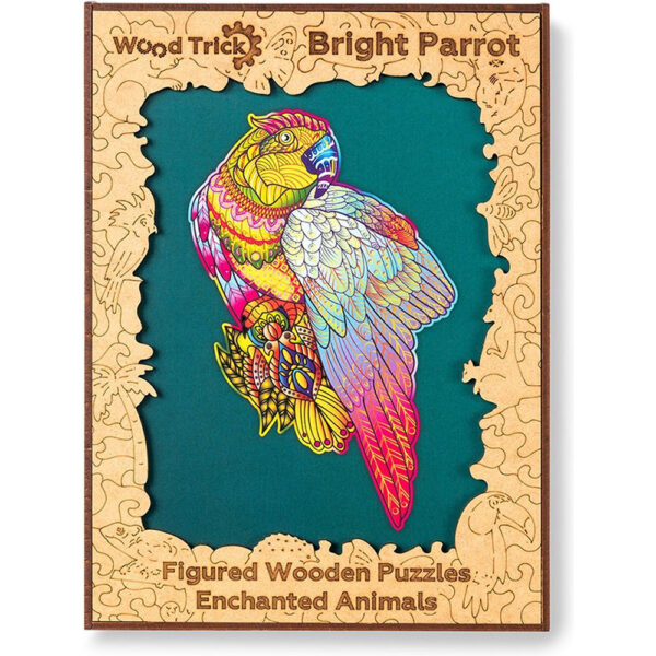 Puzzle en bois - Perroquet colore (153 pieces) - Boite