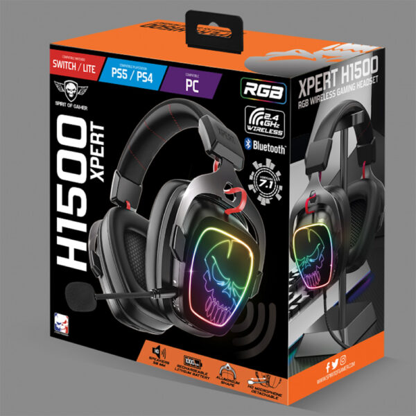 Casque XPERT H1500 son 7.1 avec micro - PS4 / PS5 / PC / Mac / Switch - Sans fil - RGB - Boite