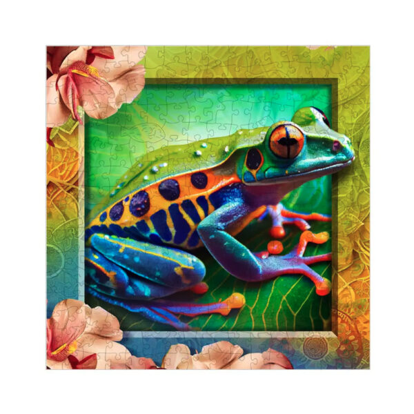 Puzzle en bois - Grenouille coloree - 250 pieces (25 pieces uniques) - Modèle