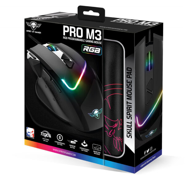 Pack souris filaire Pro M3 RGB / Tapis de souris - Spirit Of Gamer - Boite