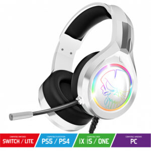 Casque gaming pro H8 avec micro - PS4 / PS5 / Xbox One / Series X / Switch/ PC - RGB - Blanc arctique