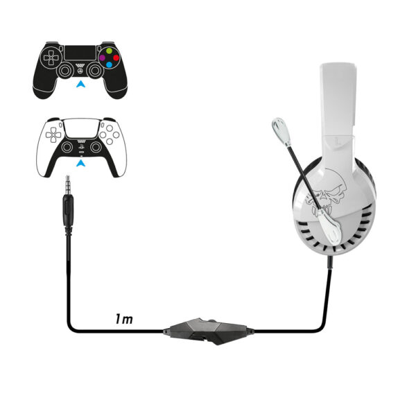 Casque Pro H3 avec micro - PS4 / PS5 - Blanc - Longueur câble