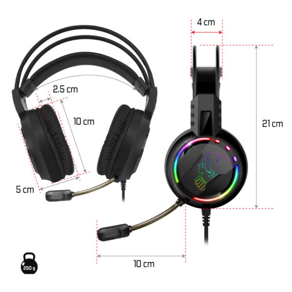 Casque pro H7 avec micro - PS4 / PS5 / Xbox One / Series X / Switch / PC - RGB - Dimensions