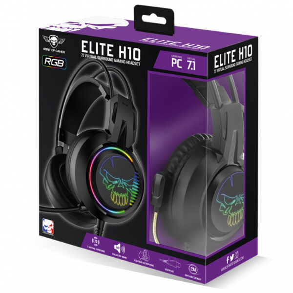 Casque Elite H10 son 7.1 avec micro - PC - RGB - Boite