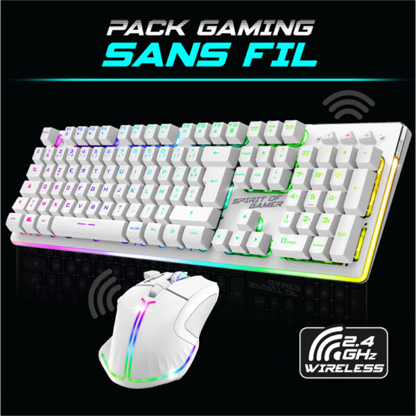 Pack Gamer Ultimate 600 sans fil blanc - Clavier / Souris - Spirit Of Gamer - Infos