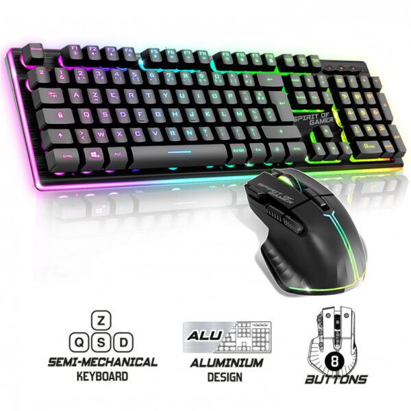 Pack Gamer Ultimate 600 sans fil noir - Clavier / Souris - Spirit Of Gamer