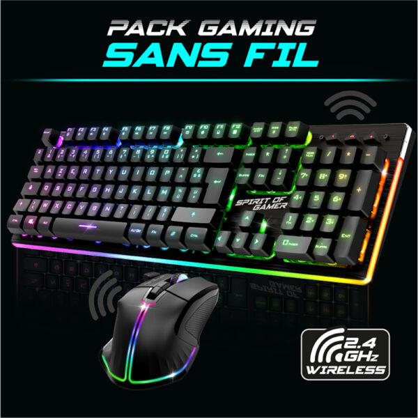 Pack Gamer Ultimate 600 sans fil noir - Clavier / Souris - Spirit Of Gamer - Détails