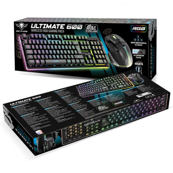 Pack Gamer Ultimate 600 sans fil noir - Clavier / Souris - Spirit Of Gamer - Boite