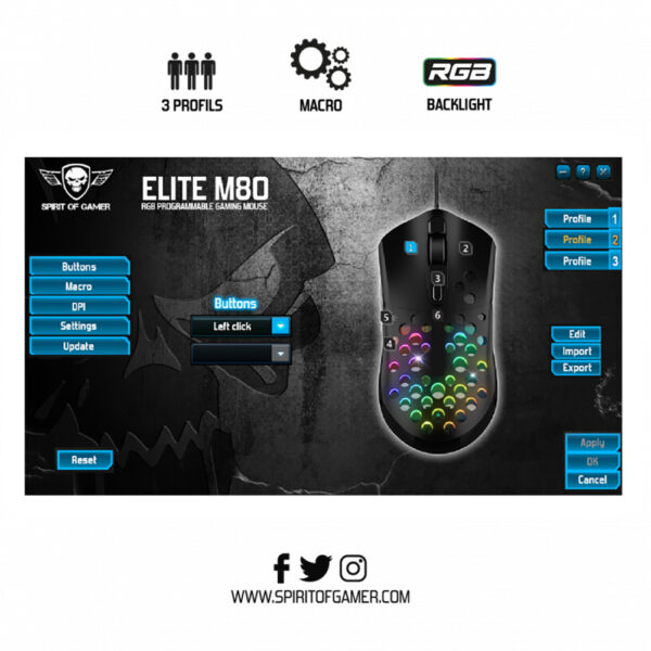 Souris gamer filaire - Spirit Of Gamer - Elite M80 - RGB