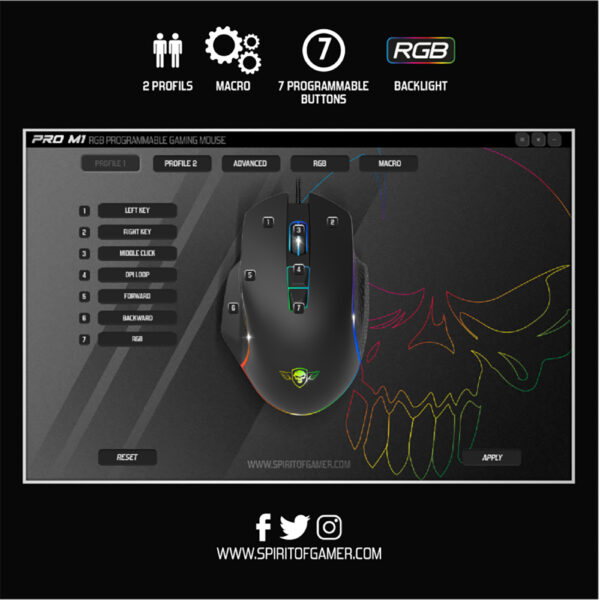 Souris gamer filaire - Spirit Of Gamer - Pro M1 - 8000 DPI