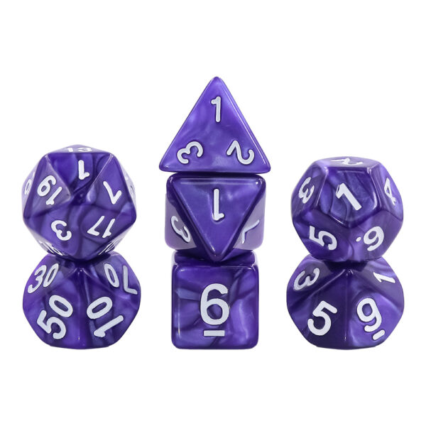 Lot de 7 dés multi-format - Violet nacré