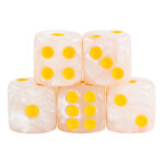 Lot de 5 dés 6 faces - White Pearl