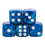 Lot de 5 dés 6 faces - Blue Pearl