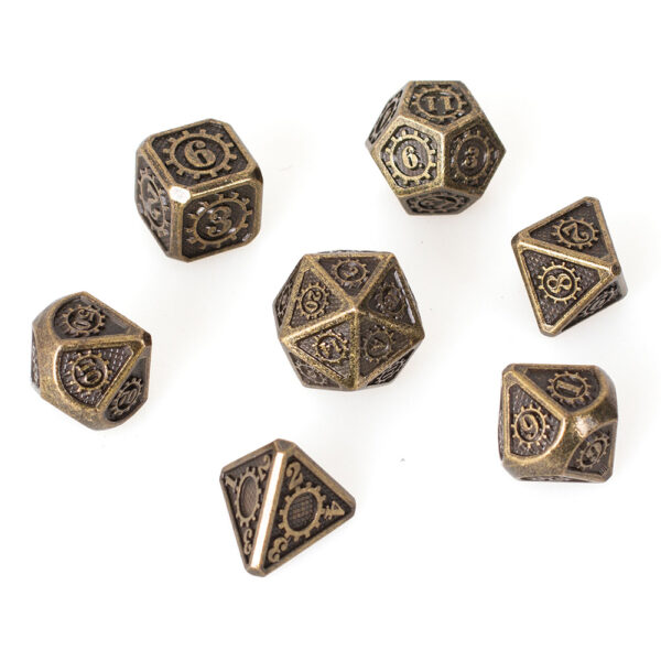 Lot de 7 dés en métal – Gear bronze