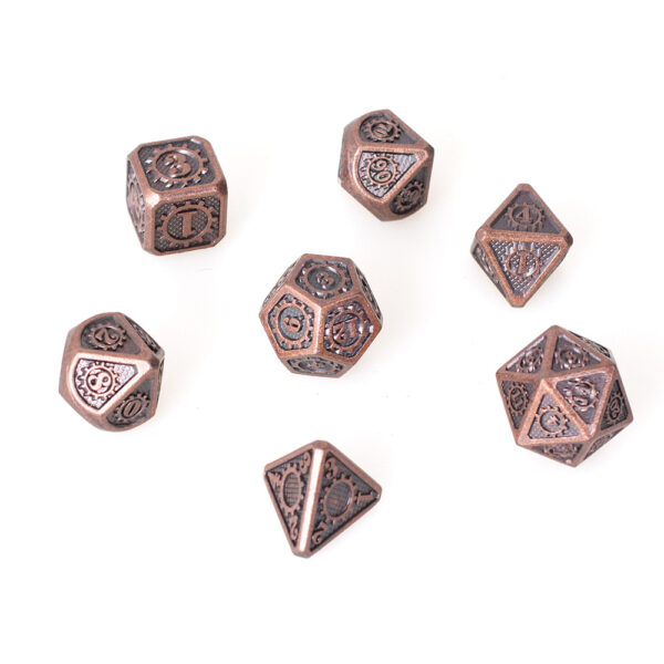 Lot de 7 dés en métal – Gear copper