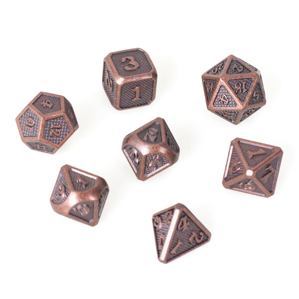 Lot de 7 dés en métal – Solid bronze