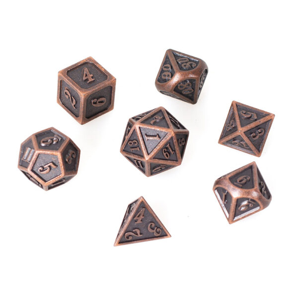 Lot de 7 dés en métal – Outlined copper