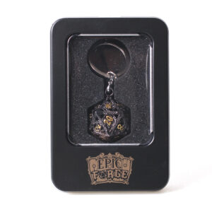 Porte-clé D20 - Lot de 7 mini dés (5mm) - Noir et doré
