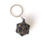 Porte-clé D20 - Lot de 7 mini dés (5mm) - Noir et doré