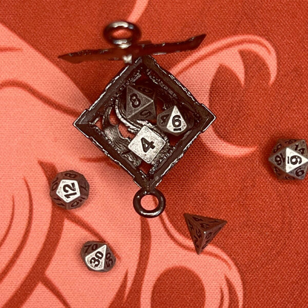 Porte-clé D6 - Lot de 7 mini dés (5mm) - Argent