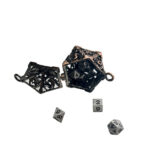 Porte-clé D20 - Lot de 7 mini dés (5mm) - Vieux rose