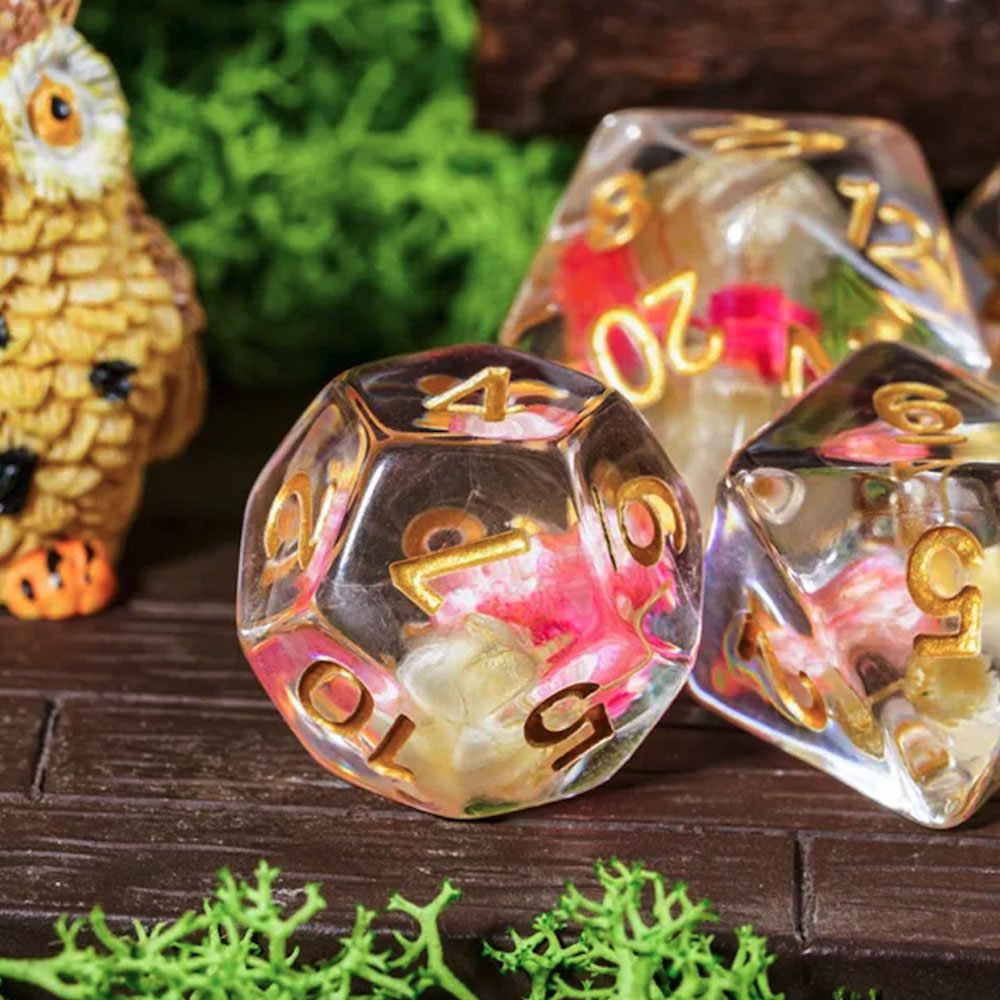 Lot de 7 dés - Résine - Printemps