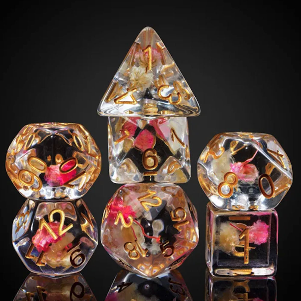 Lot de 7 dés - Résine - Printemps