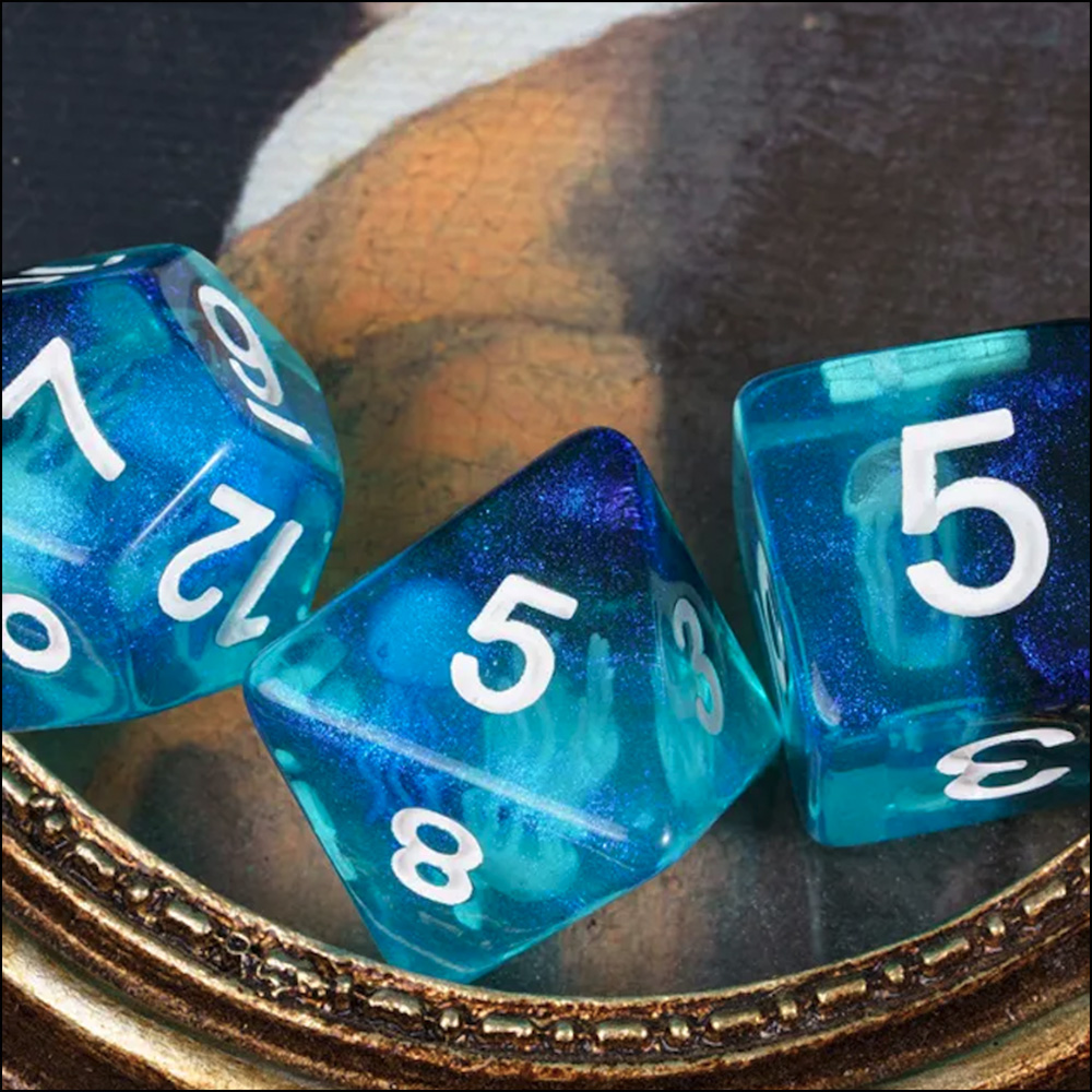 Lot de 7 dés - Résine - Méduse