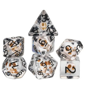 Lot de 7 dés - Résine - Crâne