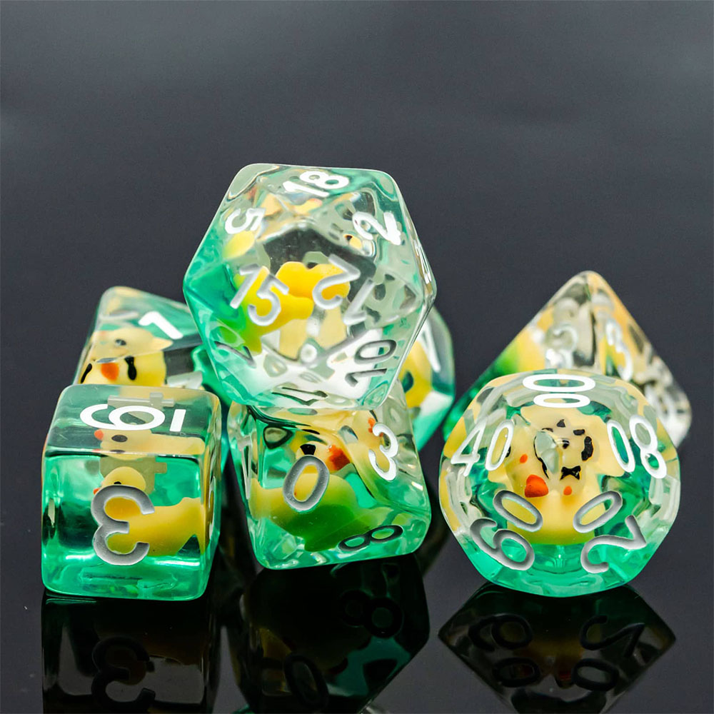 Lot de 7 dés - Résine - Canard