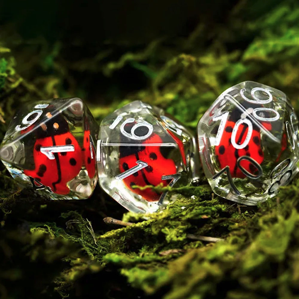 Lot de 7 dés - Résine - Coccinelle