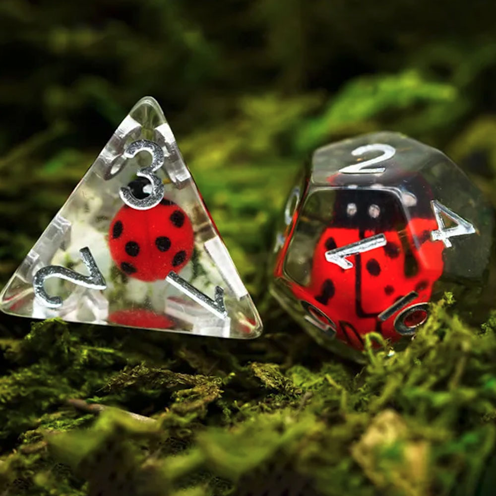 Lot de 7 dés - Résine - Coccinelle