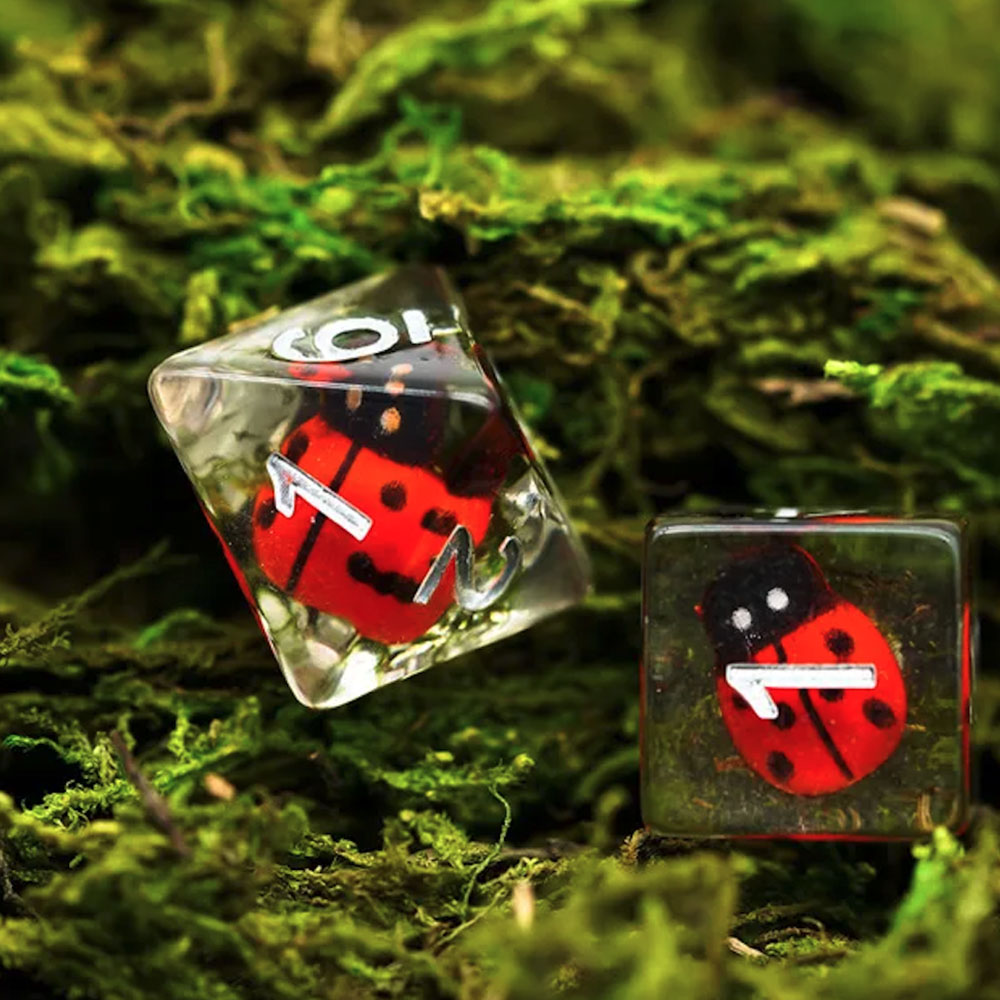 Lot de 7 dés - Résine - Coccinelle