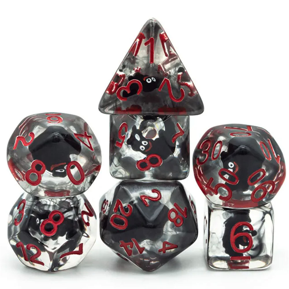 Lot de 7 dés - Résine - Chauve-souris