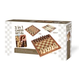 Jeu de société - Echiquier 3 en 1 (échec, dame, backgammon)