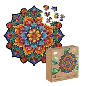 Puzzle en bois – Fleur Mandala – 100 pcs (5 pcs uniques)