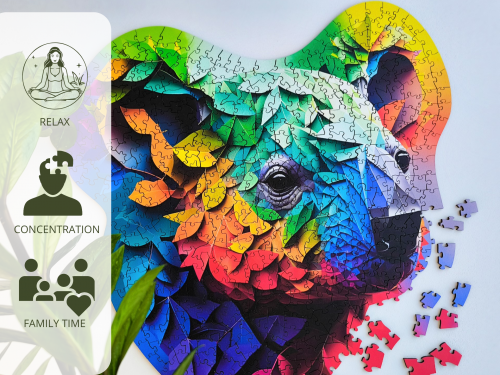 Puzzle en bois – Koala coloré – 500 pcs (25 pcs uniques) – Image 2